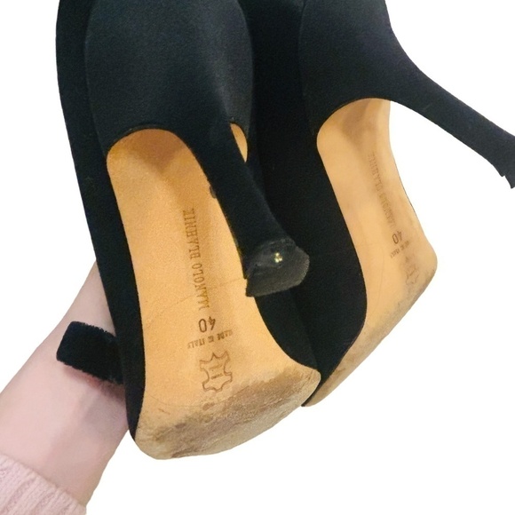 MANOLO Blahnik Satin Bow Pump High Heels SZ 40 US 10 - Picture 6 of 15